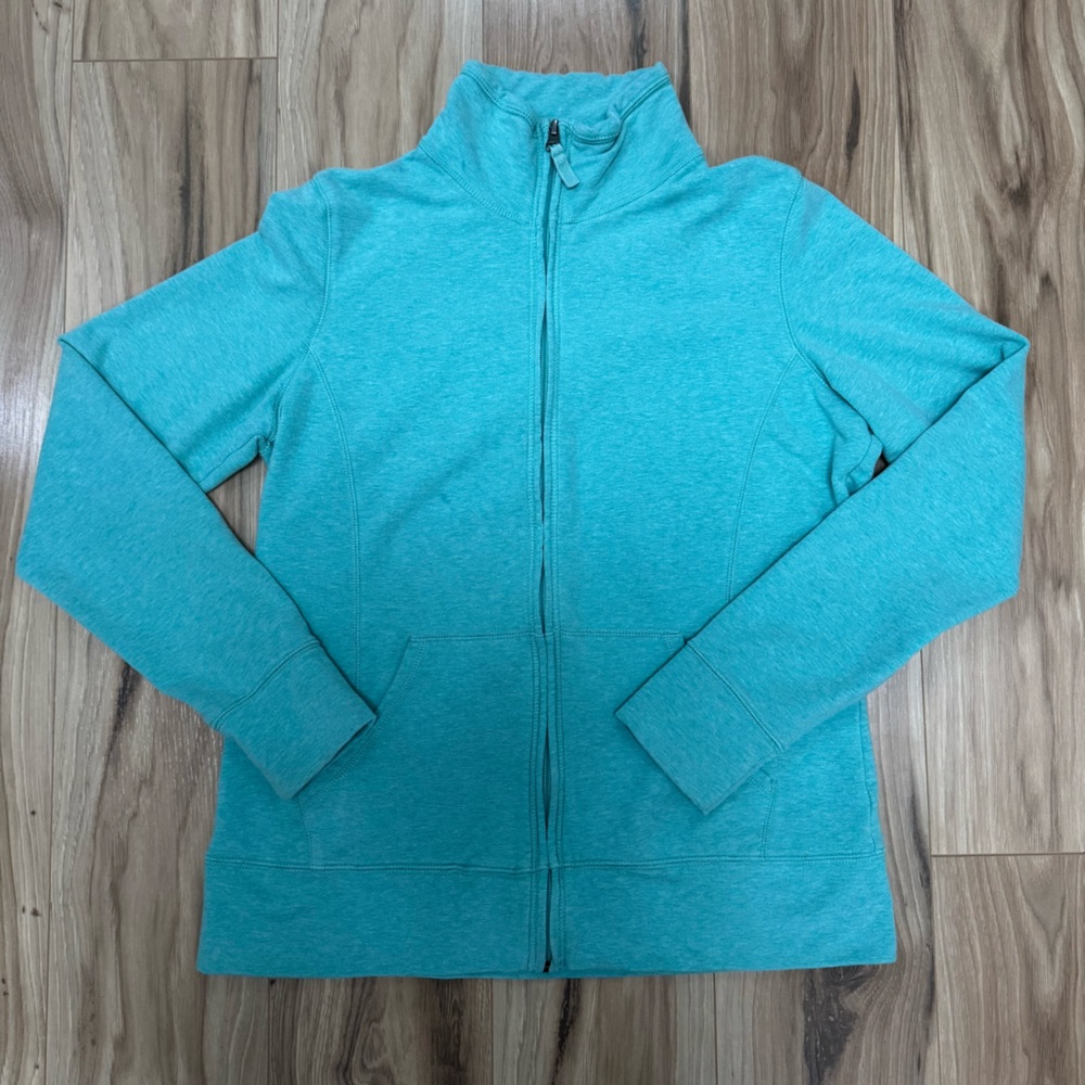 L.L.Bean Women's Teal Full Zip Sweatshirt Size S Kangaroo Pocket Layering Spring